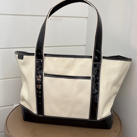 Lands' End Handbags - Lands' End Black and Cream Tote Bag